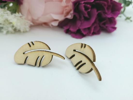 Preview: Feder Holz Ohrstecker